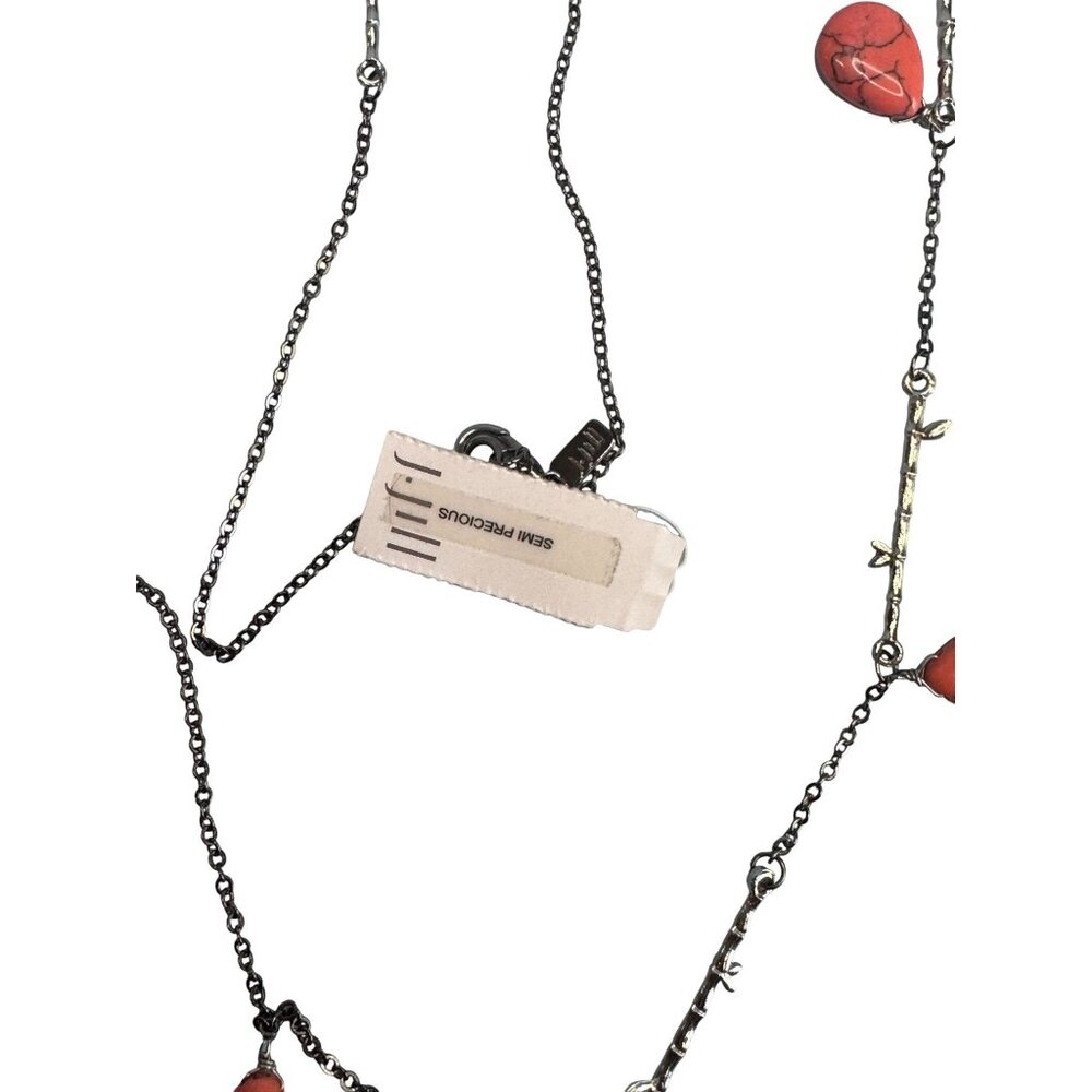 J Jill NWT Pink Howlite Gemstone Beaded Silverplate Necklace 32" - Picture 2 of 6